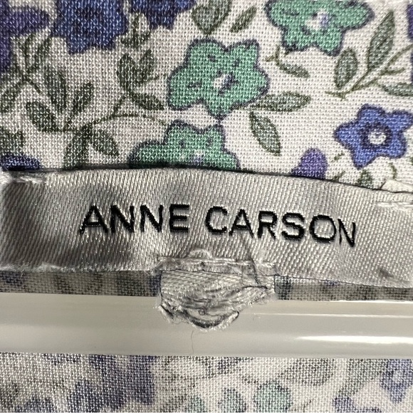 Anne Carson Women’s Floral V-Neck Blouse 3/4 Sleeves - Medium - Picture 3 of 8